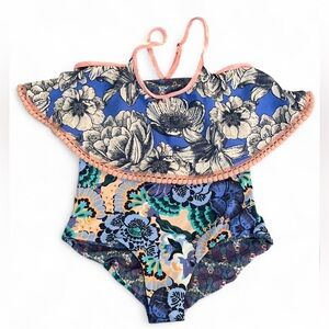 NWOT Maaji Blue Printed Reversible One Piece Swimsuit Girls Size 16